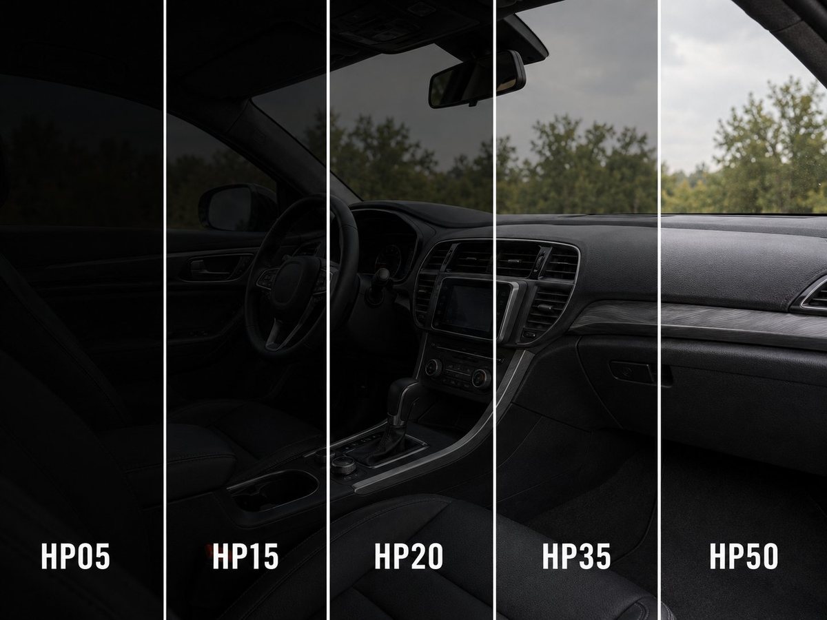Vzorkovník odtieňov autofólií HP05, HP15, HP20, HP35, HP50